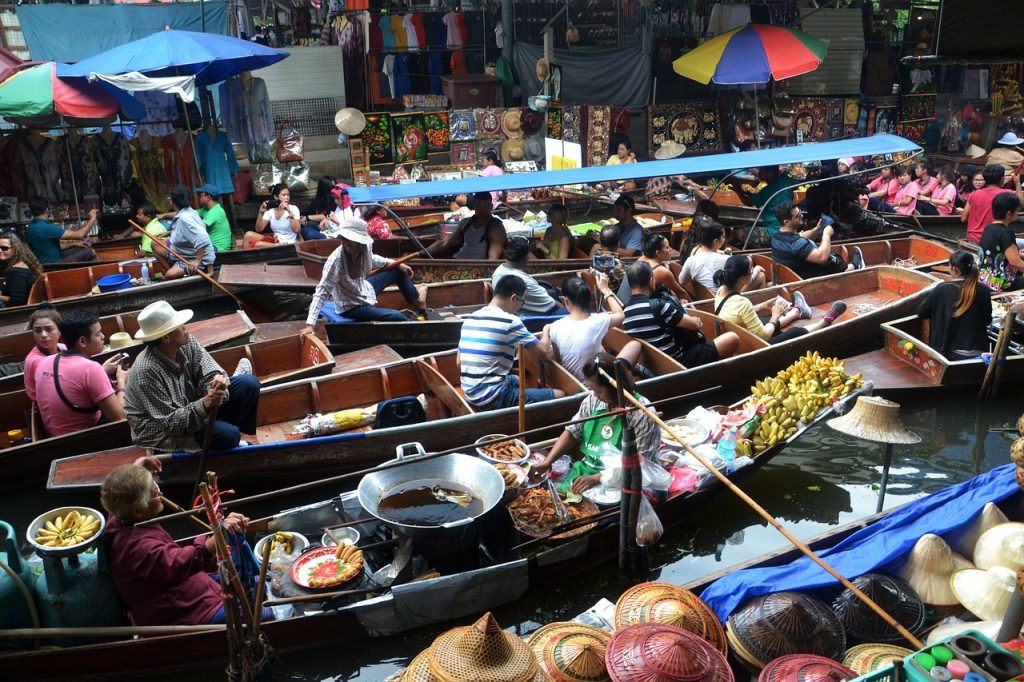 Floating Markets in Bangkok, Thailand.