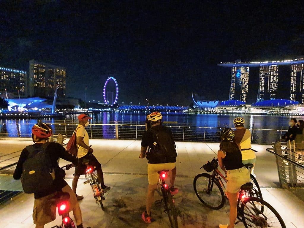 Take a bike tour along Marina Bay.