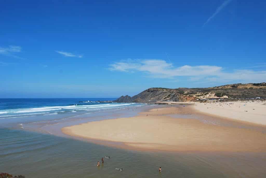 Praia da Amoreira is a beautiful sandy beach.