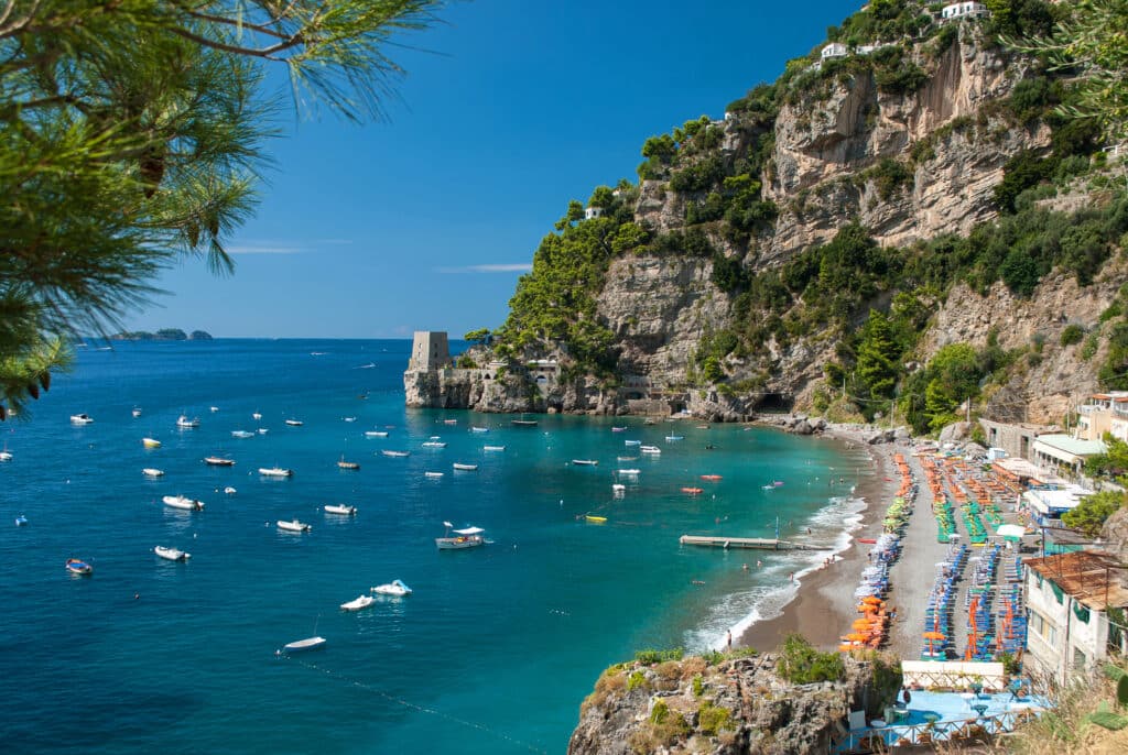 Fornillo Beach is one of the best beaches on the Amalfi Coast.