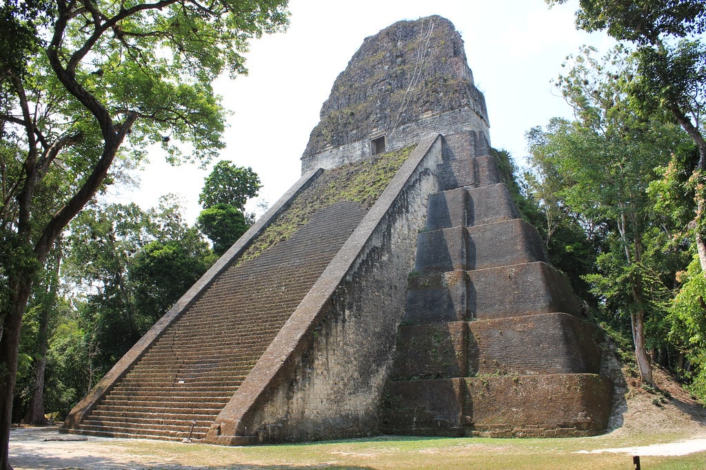 Tikal, Temple IV, is in the ruins of an ancient city.