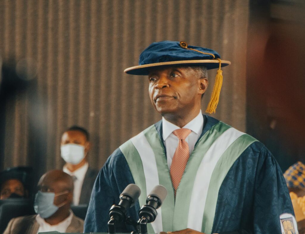 Professor Yemi Osinbajo Making a Speech at Obafemi Awolowo University in Ile-Ife, Osun State, Nigeria